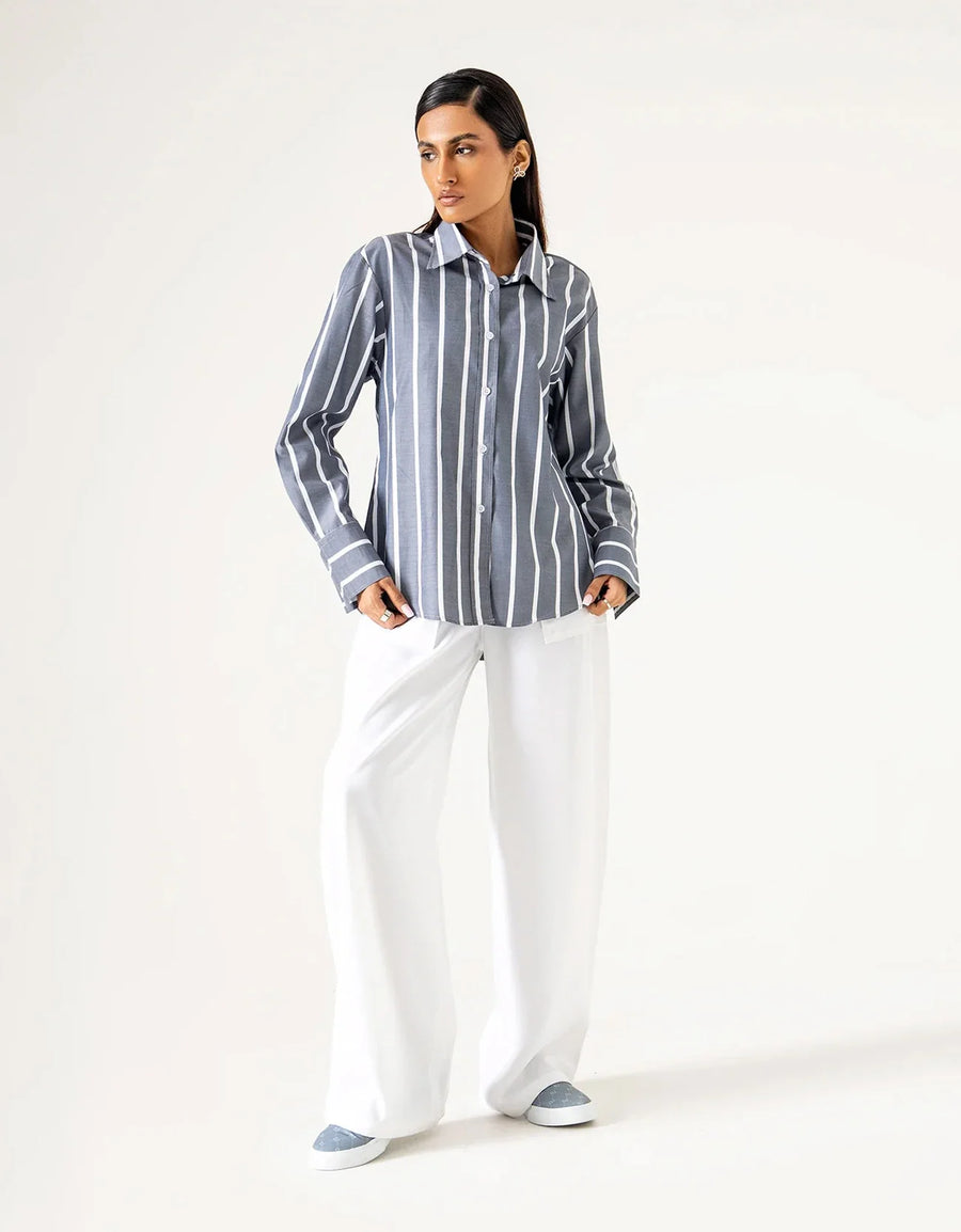 STRIPPED BUTTON DOWN SHIRT