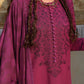 VELVET FUCHSIA-3PC LINEN EMBROIDERED SUIT