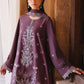 MULBERRY BROWN-3PC SATIN EMBROIDERED SUIT