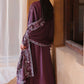 MULBERRY BROWN-3PC SATIN EMBROIDERED SUIT