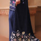 INDIGO LOOM-3PC SATIN PRINTED SUIT