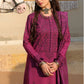 VELVET FUCHSIA-3PC LINEN EMBROIDERED SUIT