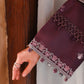 MULBERRY BROWN-3PC SATIN EMBROIDERED SUIT