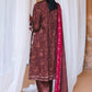 SEPIA BLOOM-3PC SATIN PRINTED SUIT