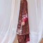 SEPIA BLOOM-3PC SATIN PRINTED SUIT