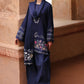 INDIGO LOOM-3PC SATIN PRINTED SUIT