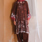 SEPIA BLOOM-3PC SATIN PRINTED SUIT
