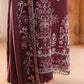 MULBERRY BROWN-3PC SATIN EMBROIDERED SUIT