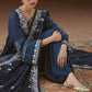 MISTED TEAL-3PC LINEN PRINTED SUIT