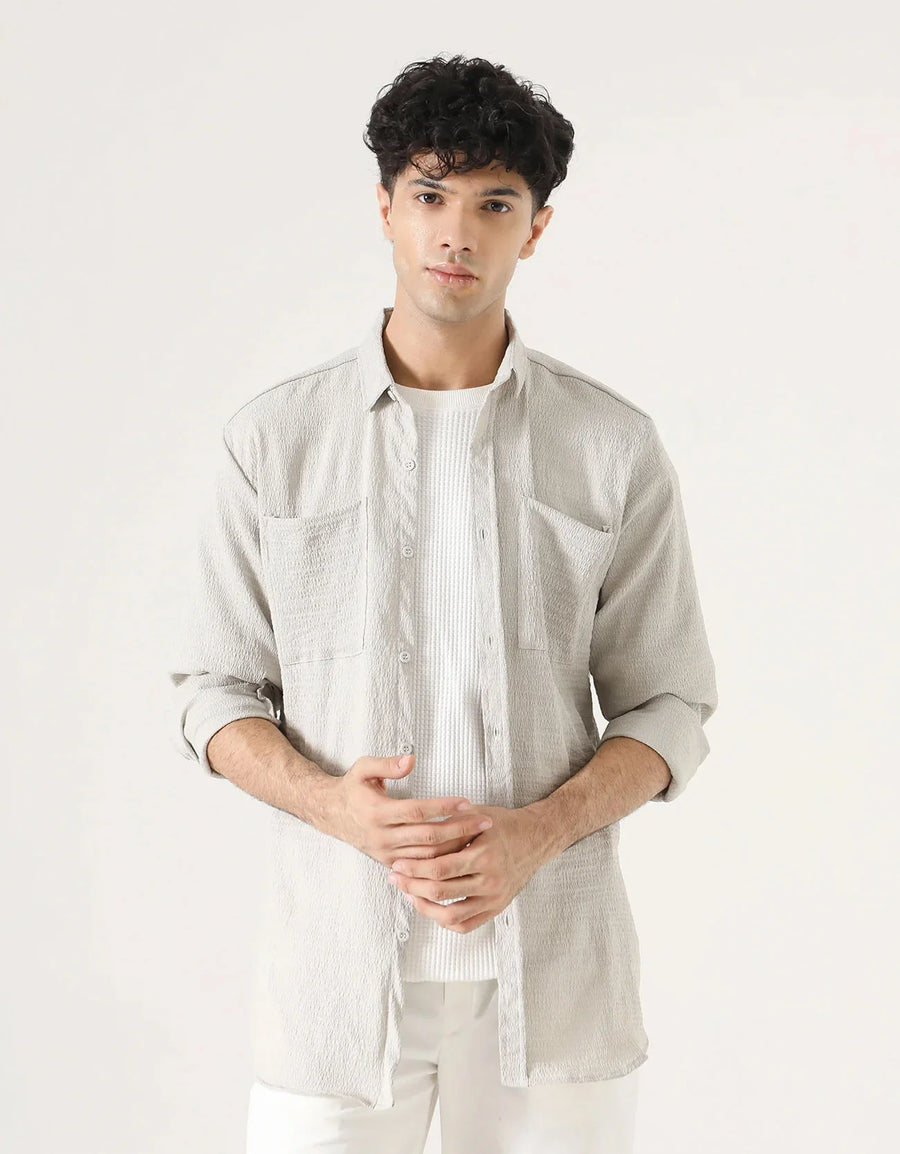DOUBLE PATCH POCKET TEXTURED SHIRT