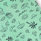 Girls Mint Green Printed Tights