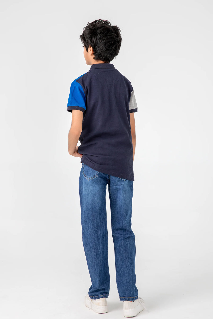 Boys' Navy Colorblock Polo Shirt