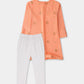 Peachy Bloom Khaddar Kurta Set - 2pc