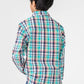 Boys Cyan Checkered Cotton Shirt