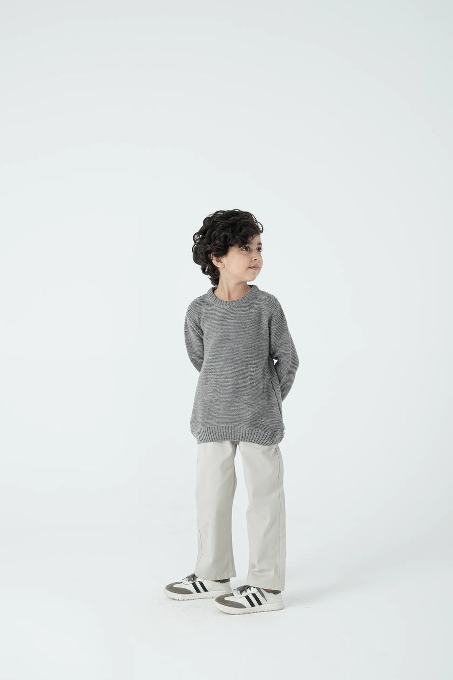 Boys Grey Grid Sweater