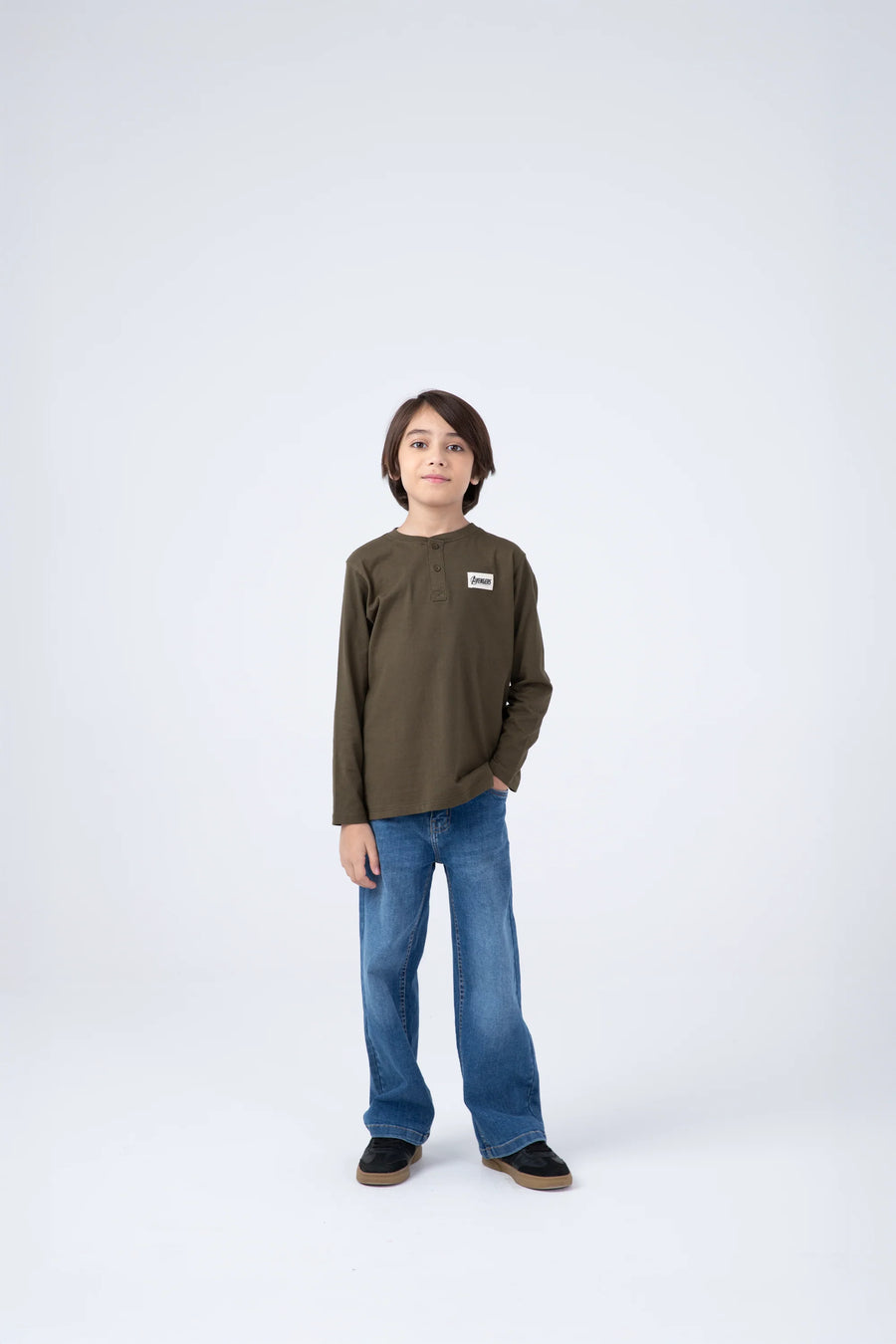Olive Avengers Henley Tee