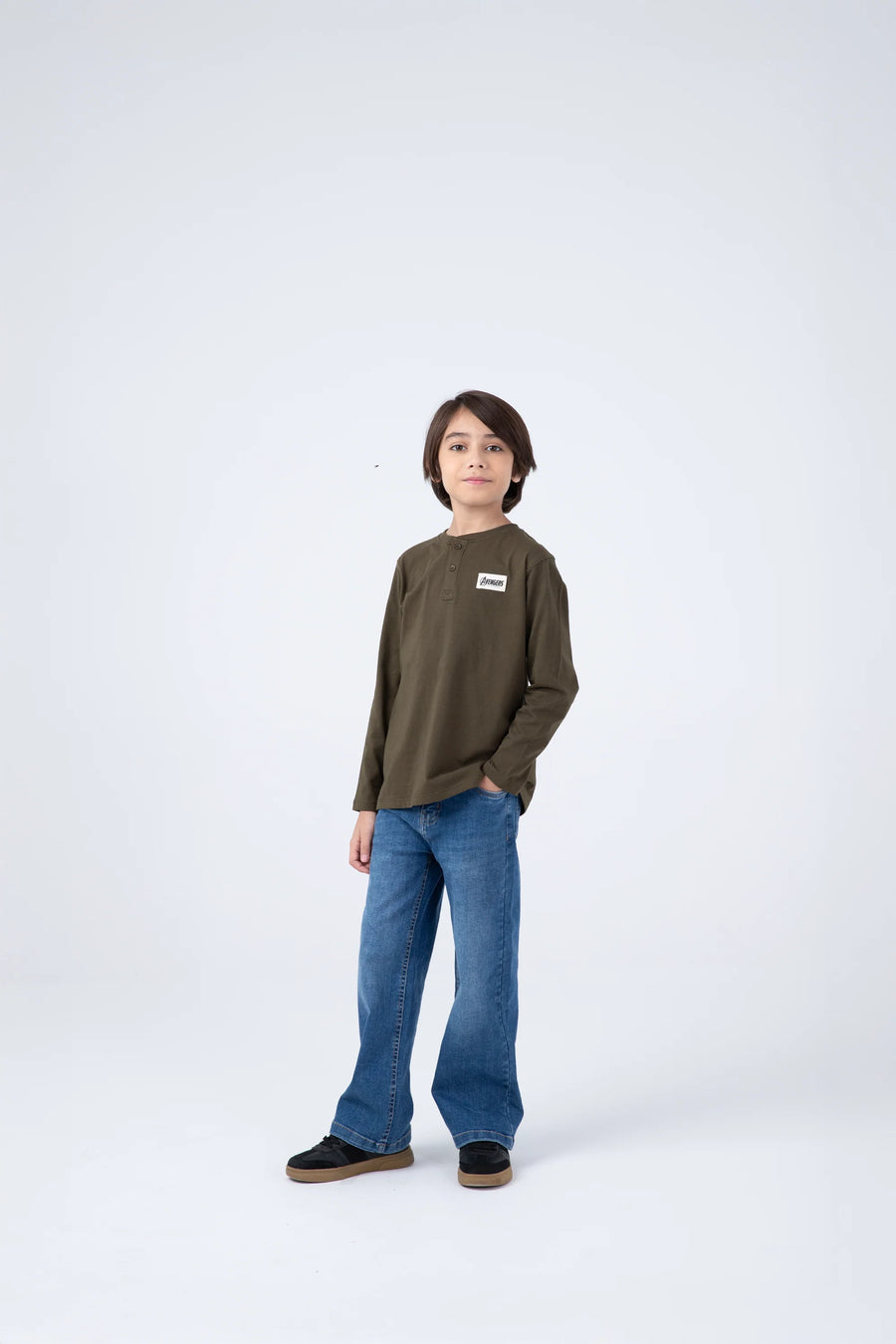 Olive Avengers Henley Tee