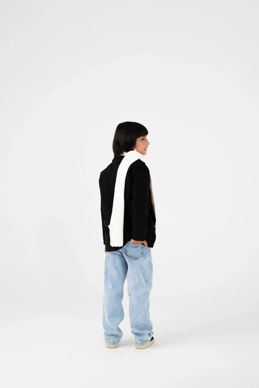Boys Midnight Black Felt Coat