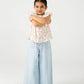 White Cotton Floral Button Top