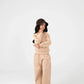 Girls Beige Embroidered Fleece Set