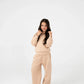 Girls Beige Embroidered Fleece Set