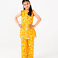 Girls Yellow Printed Cotton Kurta Set