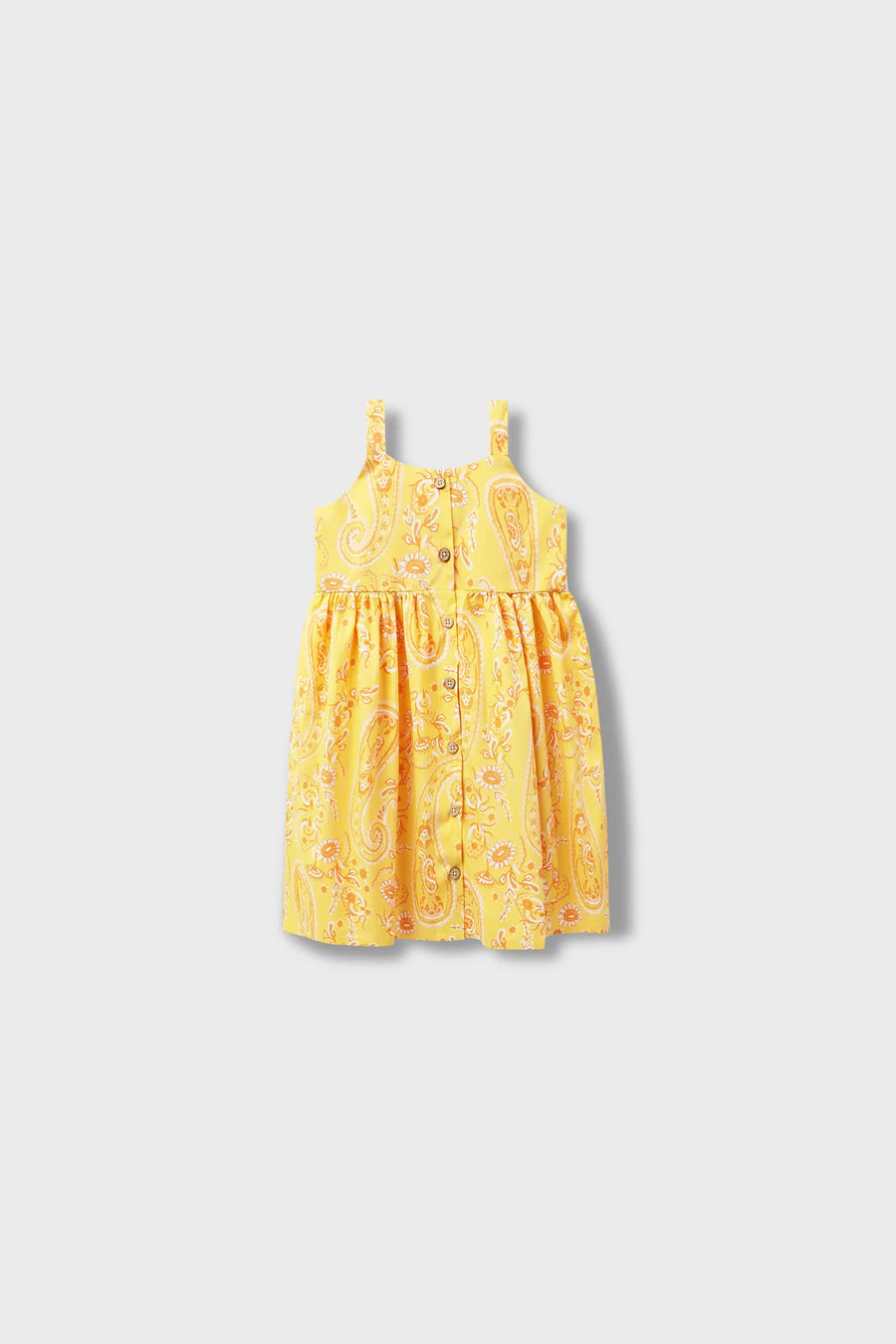 Yellow Paisley Printed Cotton Dress