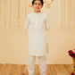 Boys Traditional White Cotton Jacquard Kurta