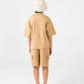 Boys Solid Beige Jersey Co-ord Set