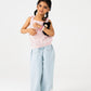 Red Bow-Strap Cotton Top