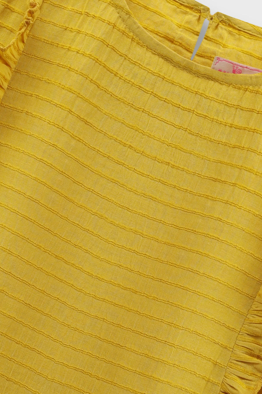 Mustard Ruffle Sleeve Cotton Top