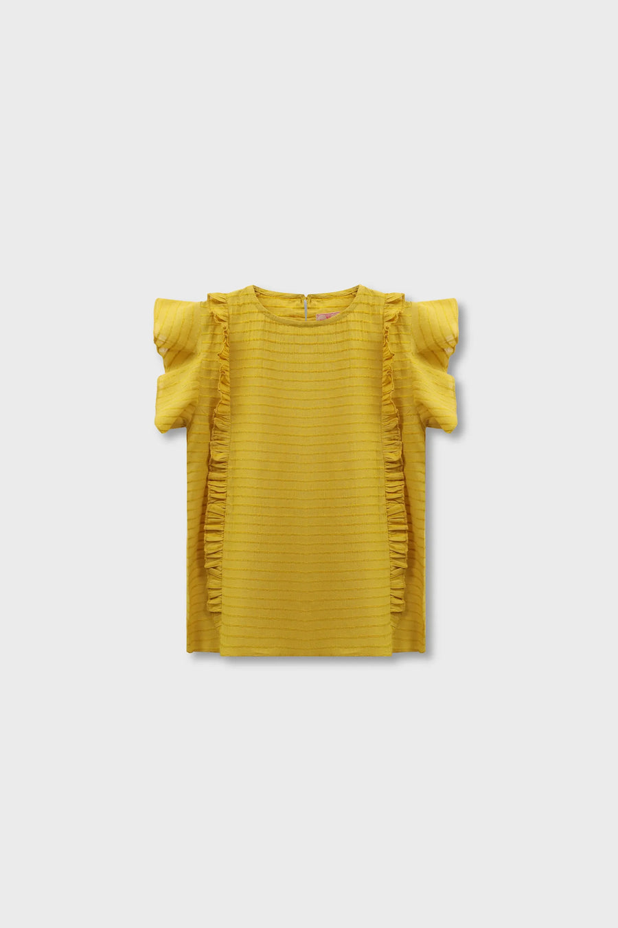 Mustard Ruffle Sleeve Cotton Top