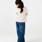Girls Lycra Striped Henley Tee