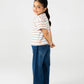 Girls Lycra Striped Henley Tee