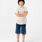 Boys Off-white Cotton Plaid Shirt