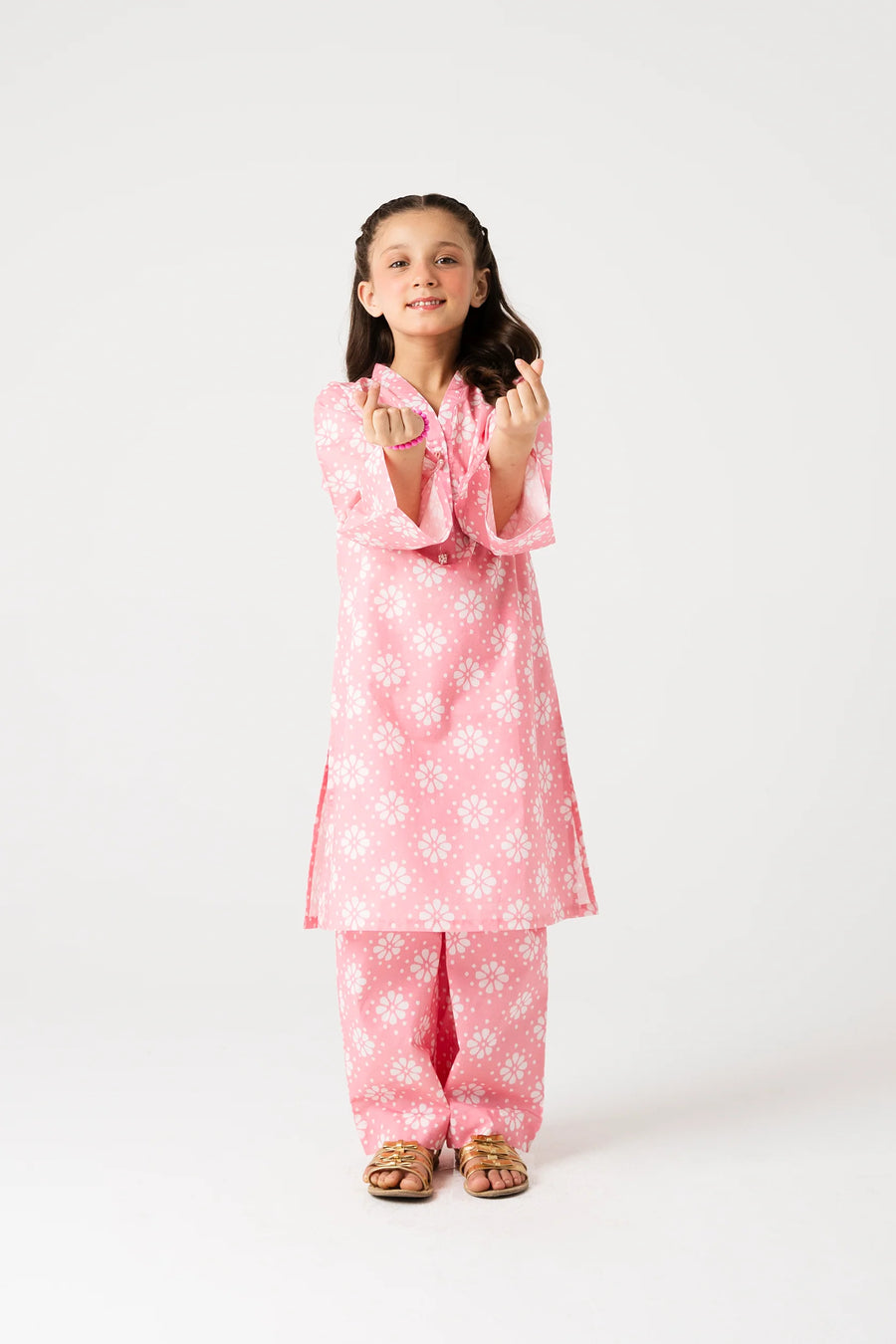 Delighted Pink Printed Kurta Set - 2pc
