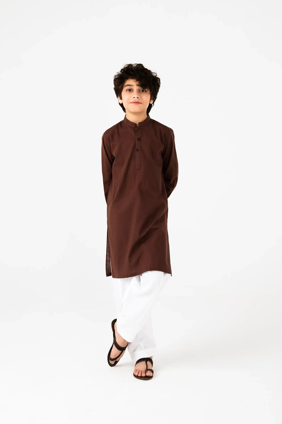 Boys Classic Brown Cotton Kurta