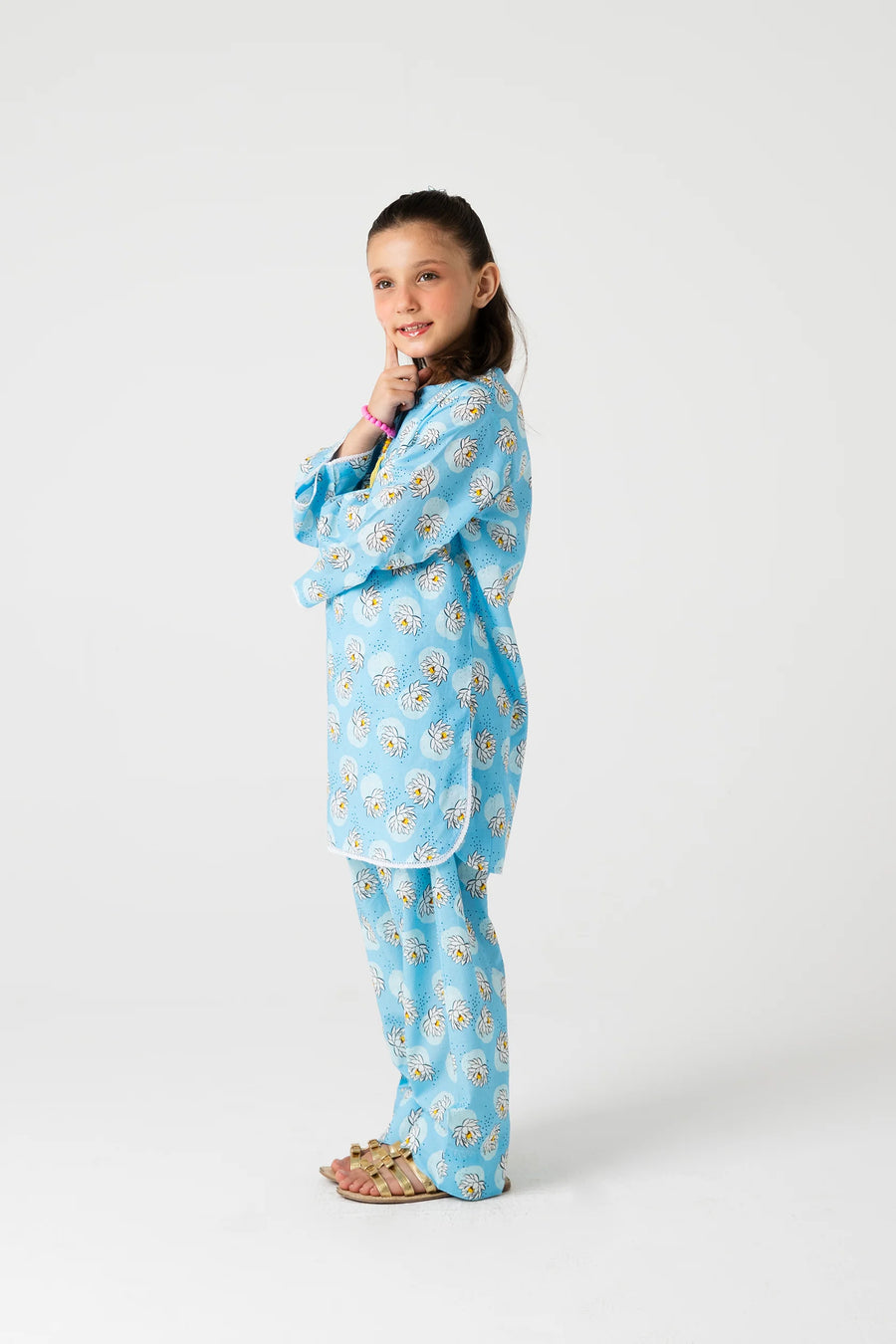 Sky Blossom Cotton Kurta Shalwar - 2pc