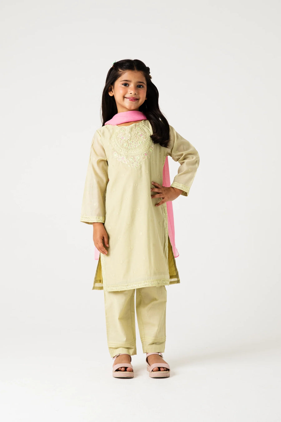 Pastel Pistachio Festive Kurta Set - 3pc