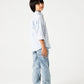 Boys White Sky Grid Shirt