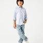 Boys White Sky Grid Shirt