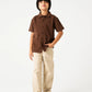 Boys Brown Popcorn Button Tee