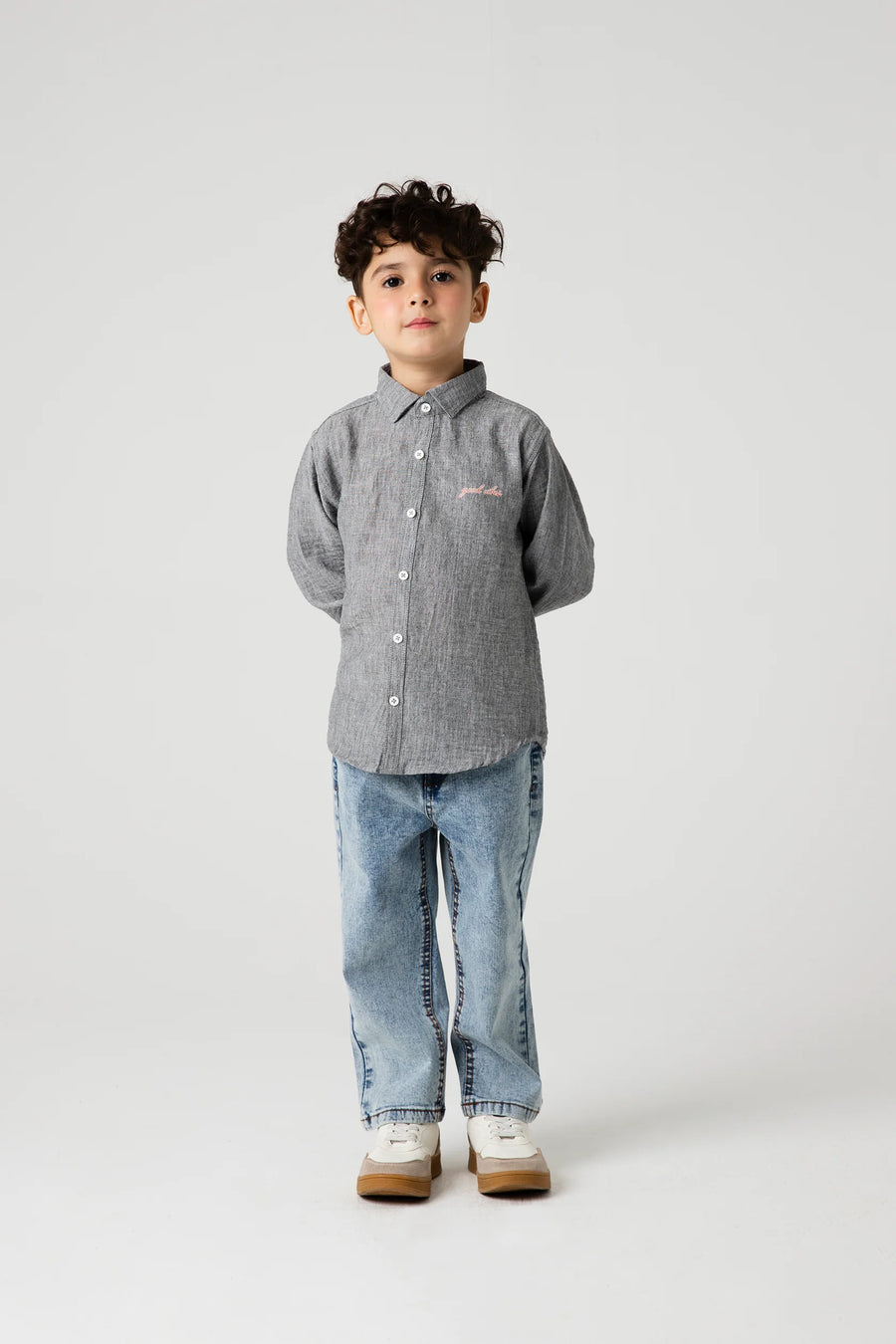 Grey Chambray Casual Shirt