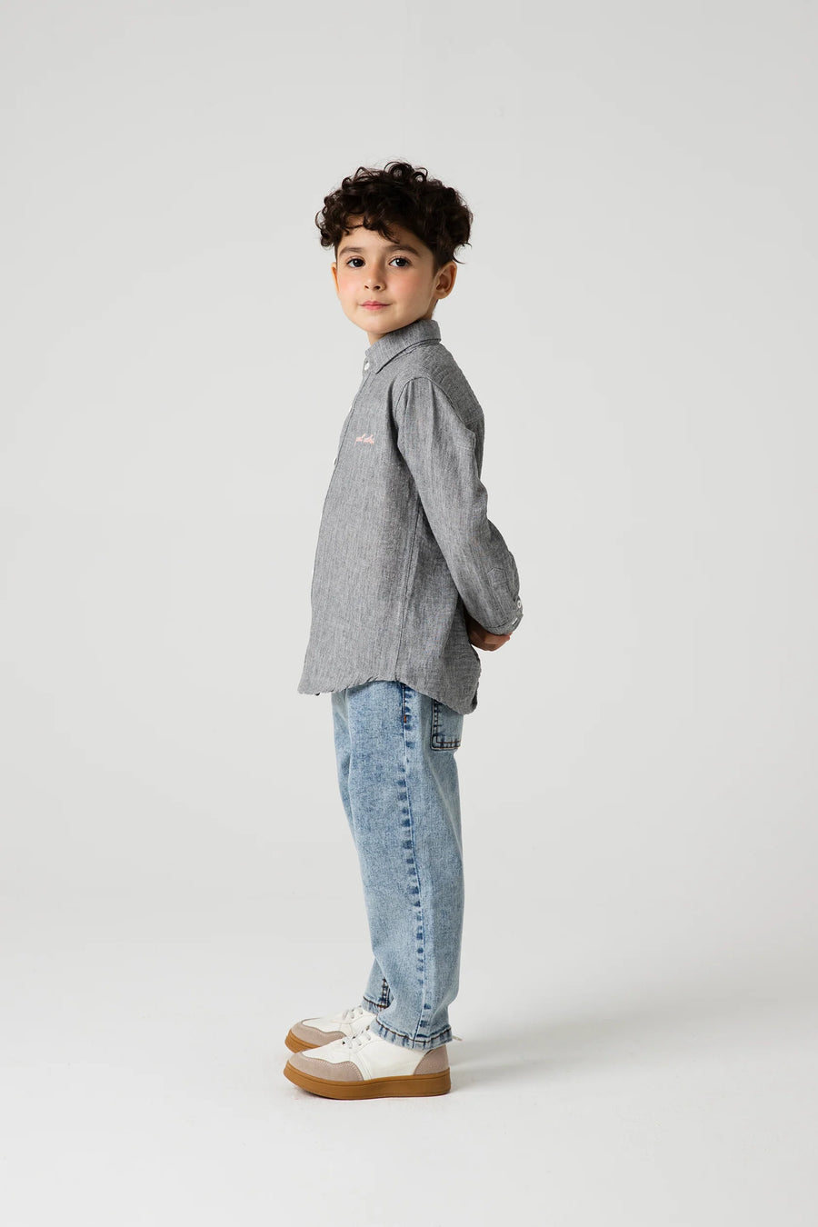 Grey Chambray Casual Shirt