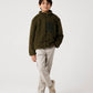 Boys Olive Sherpa Fleece Jacket