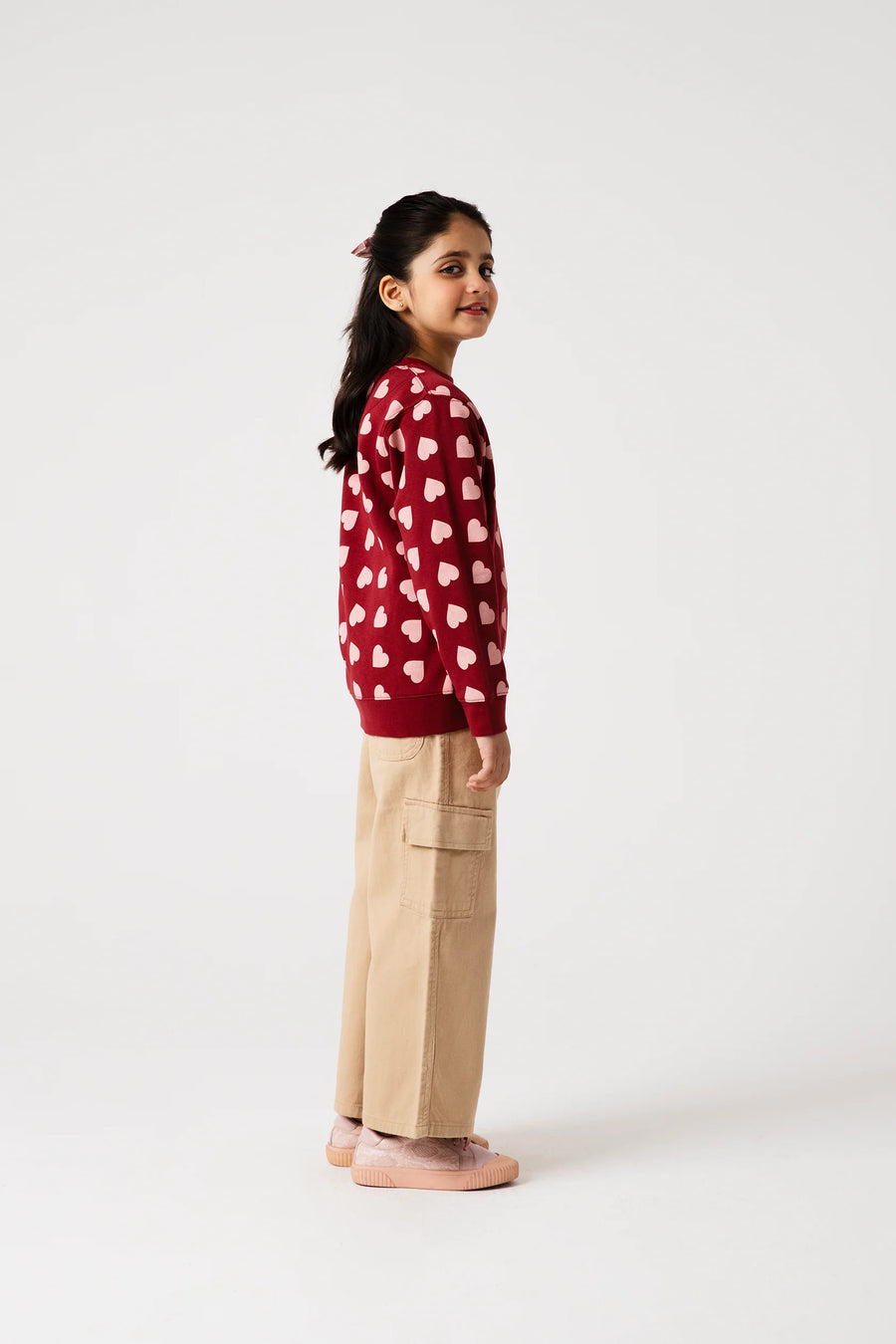 Girls Rosewood Hearts Fleece Sweatshirt