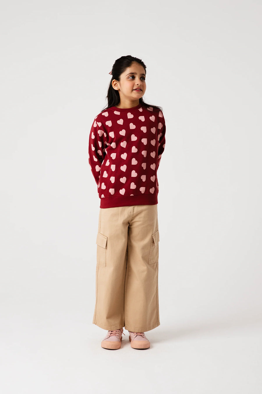 Girls Rosewood Hearts Fleece Sweatshirt