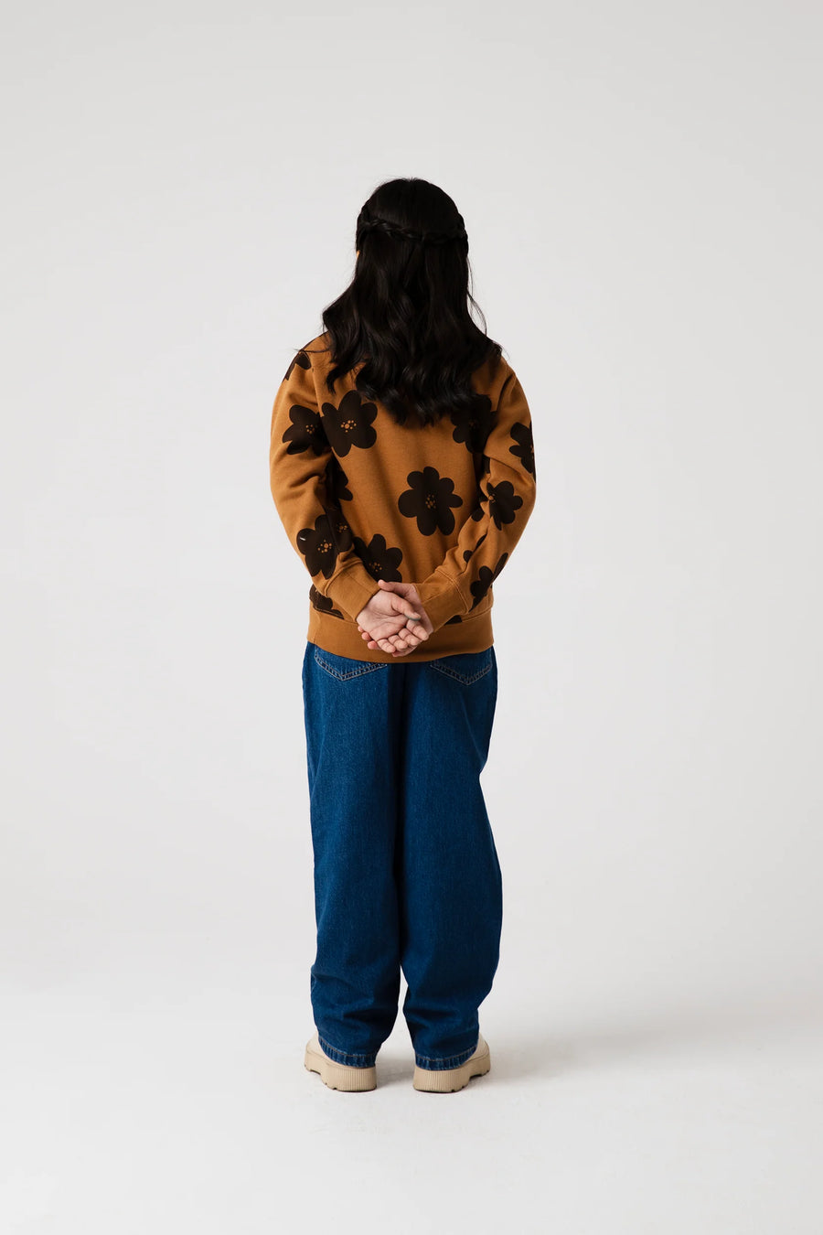 Girls Mocha Daisy Fleece Sweatshirt