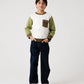 Boys Olive Contrast Fleece Sweatshirt