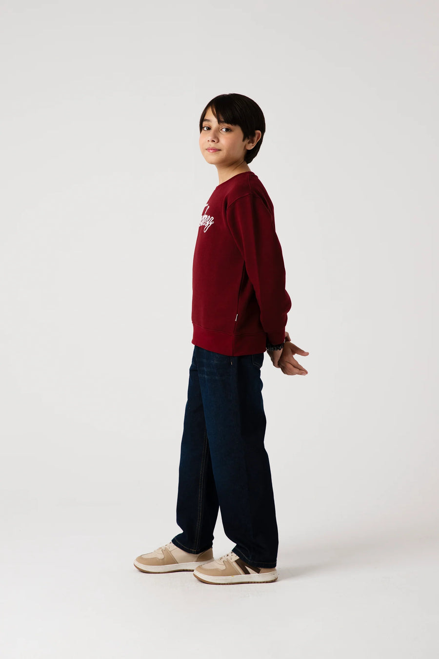 Boys Burgundy Leisure Fleece Sweatshirt